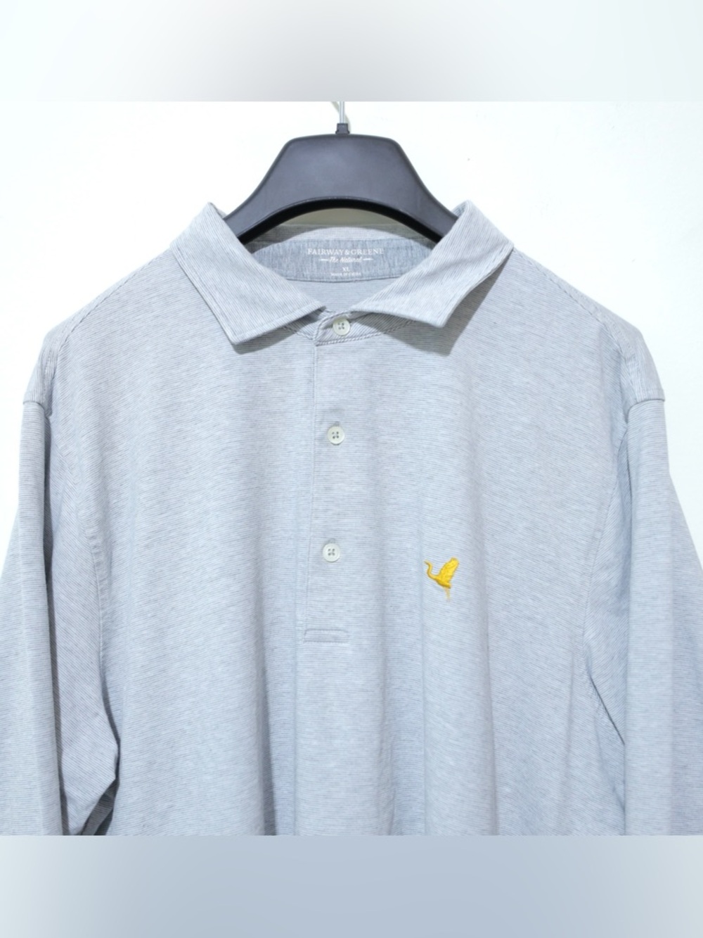 Fairway & Greene The Natural Long Sleeve Polo Shirt Mens XL Grey Sandhill Crane